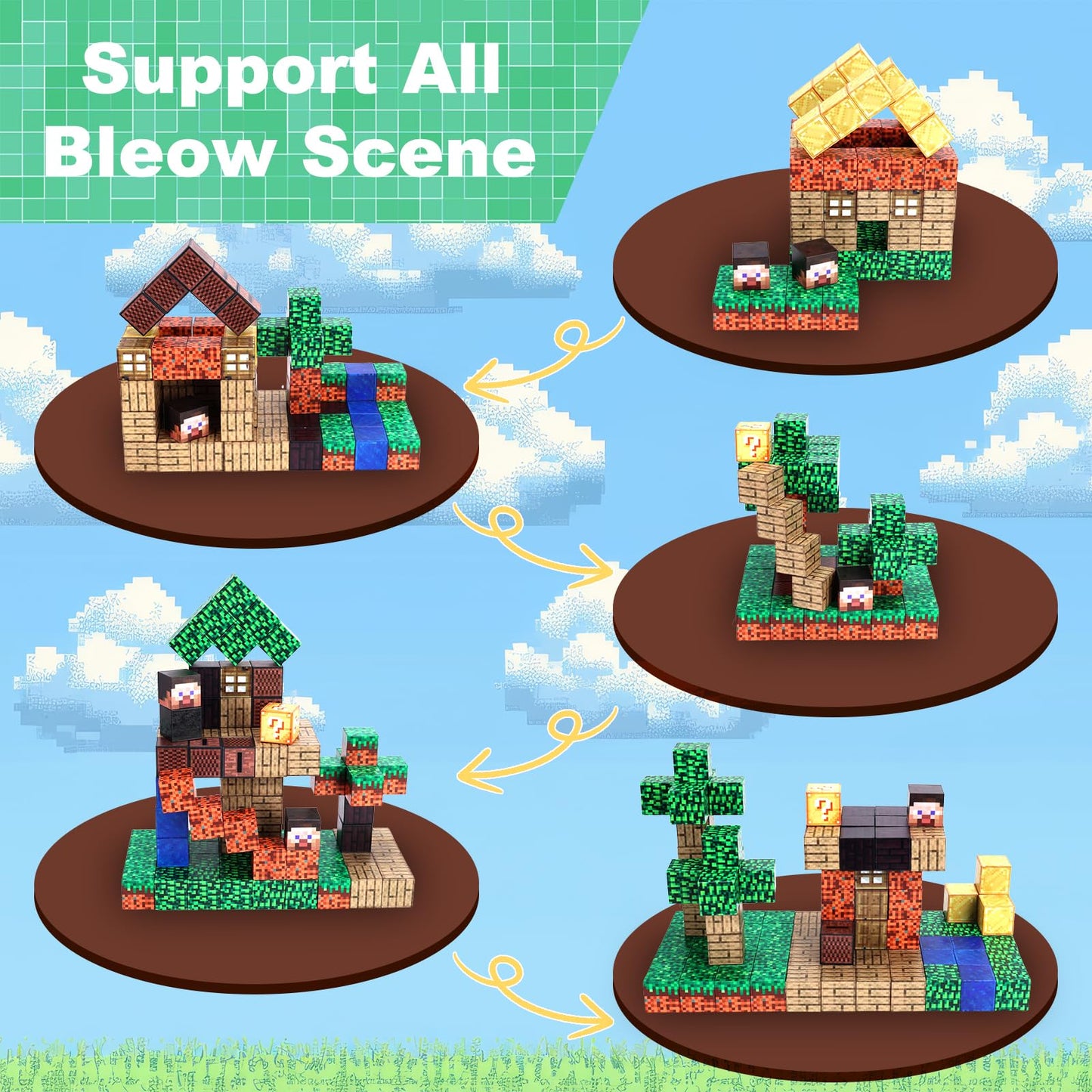 Jollynamy Magnetic Blocks For Kids - 128Pcs Building Toys For Toddler, Building Magnet Cube Toy For Boys Girls, Stem Sensory Edu