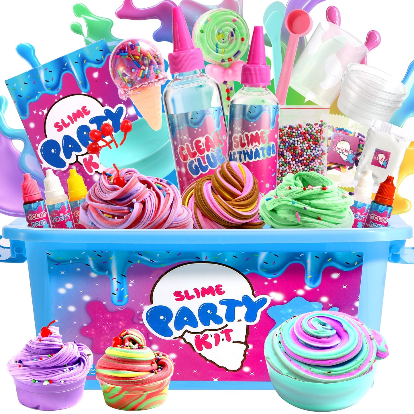 Ice Cream Candy Mini Slime Kit,Can Making Butter Slime,Foam Balls Slime, Party Favors For Kids,Stress Relief Toys,For Girls Boys 6-12