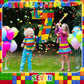 RoundFunny Number 7 Building Blocks Piata 16.5 Inch Piata Party Supplies 7th Birthday Party Decorations Piata with Confetti Bloc