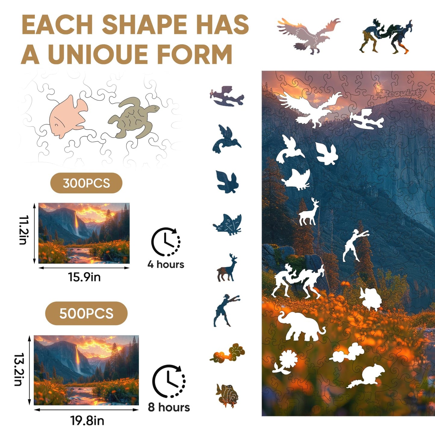 Reouinty 300 Piece Wooden Jigsaw Puzzle - Grand Canyon Landscape Home Decor, Valley View, Great Gift for Adults and Teens - 15.9 x 11.2 in