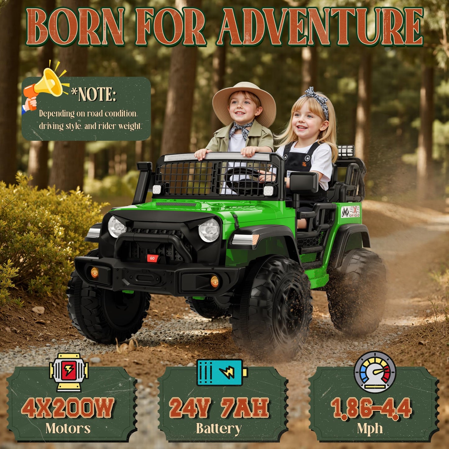 JOYRACER 24V Ride on Toys for Big Kids, 2 Seater Ride on Car w/ 800W Motors, Remote Control, 20Seat, Mult-Led Lights, 3 Speed,