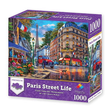 Springbok 1000 Piece Jigsaw Puzzle - Paris Street Life - Engineered Wood - Model 70-10937 - Made in USA - Compact Box