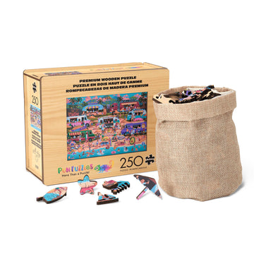 Buffalo Games - Hawaiian Food Truck Festival Wood Puzzle - Whimsy Cut Jigsaw Pieces - 250 Piece Jigsaw Puzzle - Ages 14 And Up