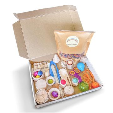 Sensory-N-Stuff - Rainbow Rice And Sensory Bin Tools (30 Pieces), Wooden Sensory Bin Tools And Scoops With Chemical-Free And Foo