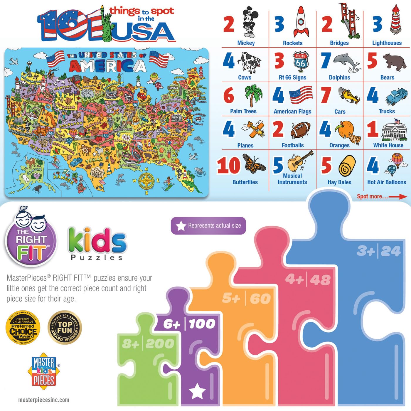Masterpieces 101 Things To Spot In The Usa 100 Piece Kids Puzzle