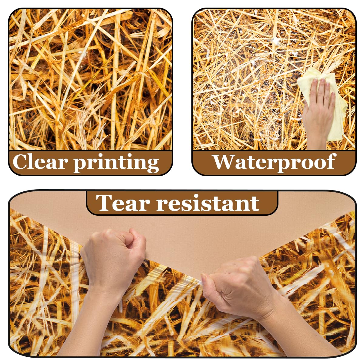 Pymurod 3Pcs Straw Tablecovers Farm Hay Tablecloth Starw Hay Bales Decoration For Table Western Cowboy Theme Birthday Party Deco