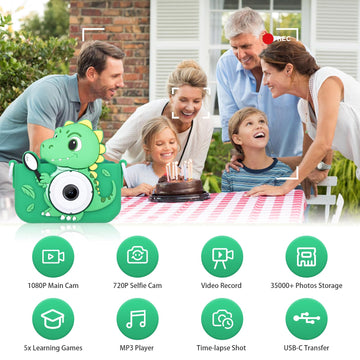 Envyvip Dinosaur Toys Camera For Kids Boys Age 3-8, Toddler Kids Digital Camera Christmas Birthday Gifts For 3 4 5 6 7 8 Years O