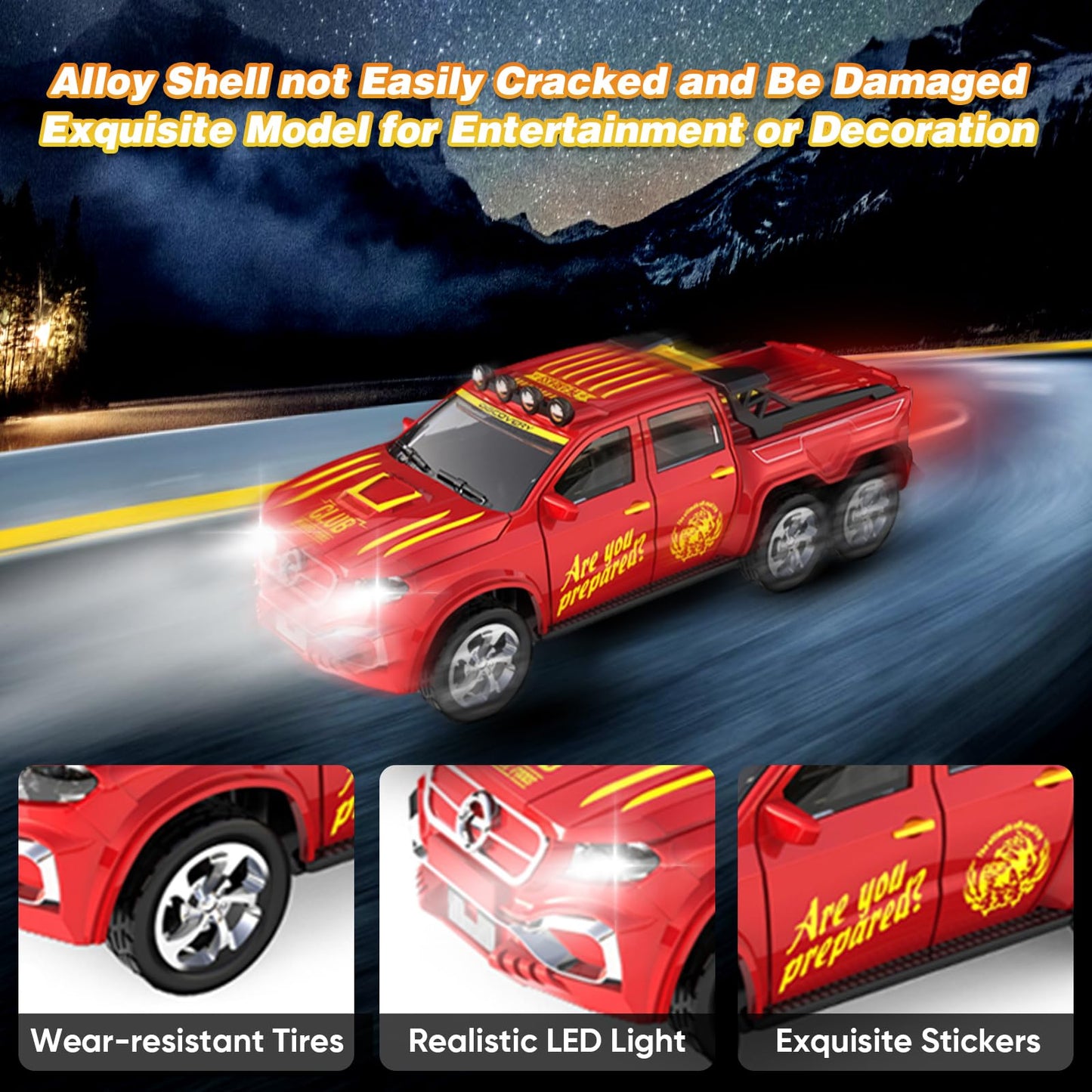FOGULO Remote Control Car for Kids 6+, 2.4Ghz Adjustable Speed RC Cars with Car Lights, USB-C Recharging, 1:64 Scale Alloy Picku
