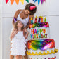 Anagram Birthday Cake Foil Balloon, 53" Multicolor Mylar, Model 10234701, Pack of 1