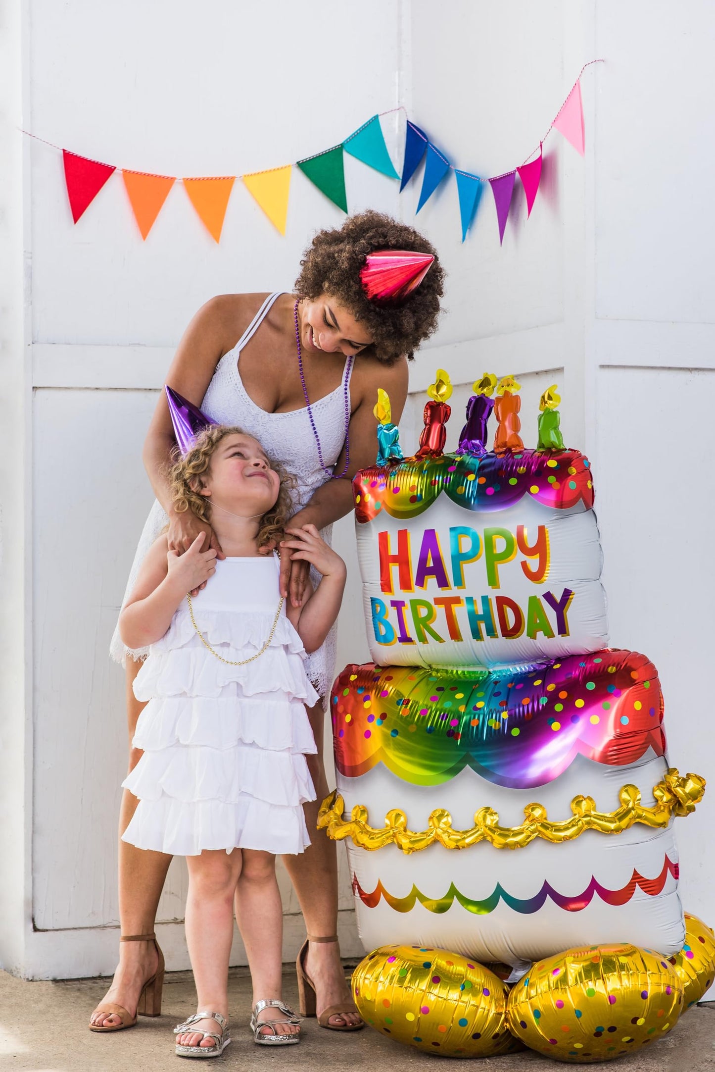 Anagram Birthday Cake Foil Balloon, 53" Multicolor Mylar, Model 10234701, Pack of 1