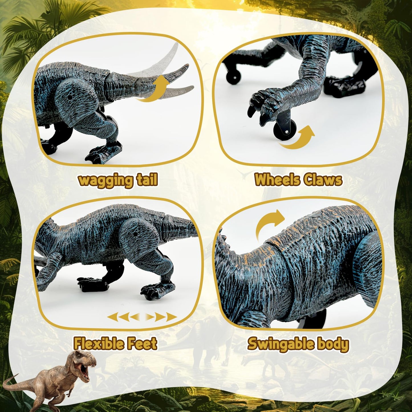 Talgic Remote Control Dinosaur For Boys 4-7, Robot Dinosaur Toys For Kids 5-7, Rc Dinosaur With Realistic Legs & Spray Stream,Remote Dinosaur Toys For Kids3 4 5 6 8 Year Old Boy Birthday Gift (Blue)