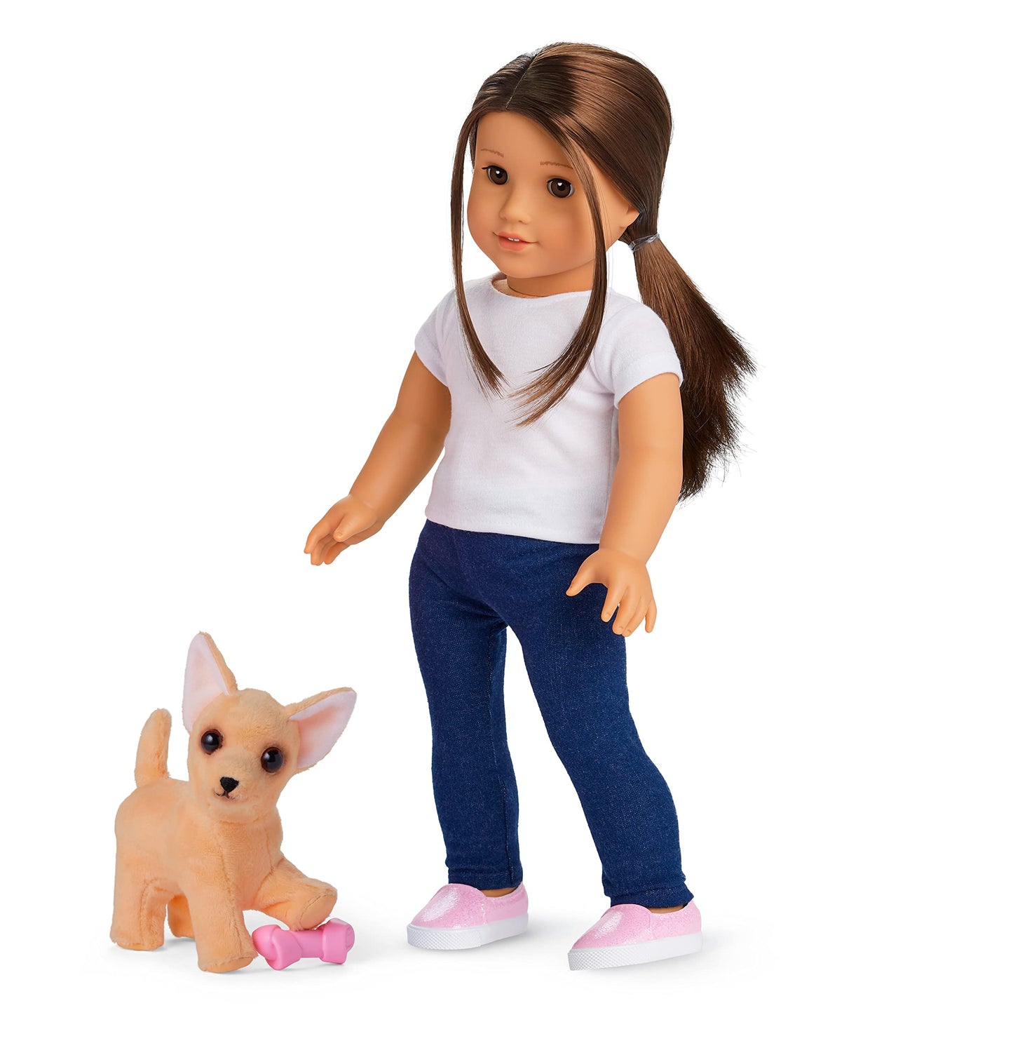 American Girl Barker Posey Tan Dog For 18-Inch Dolls Plus Pet Accessories