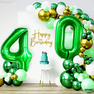 Katchon, Dark Green 40 Balloon Numbers - Giant, 40 Inch | Number 40 Balloons For 40Th Birthday Decorations Green | 40Th Birthday Balloons Green, 40Th Balloons For 40Th Birthday Decorations For Men