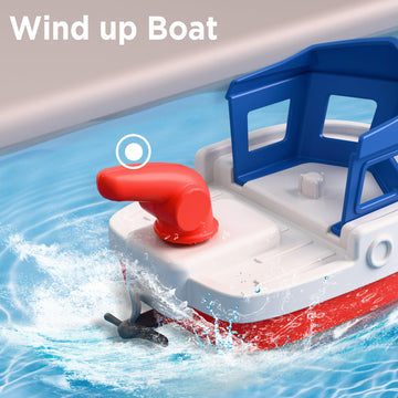 Iplay, Ilearn Toddler Boat Bath Toys, Baby Bathtub Shower Toy Set W/ Wind Up Swimming Boats, Pool Floating Fish, Kids Bathtime Water Play, Birthday Gifts For 18 Month, 2 3 4 Year Old Boys Girls