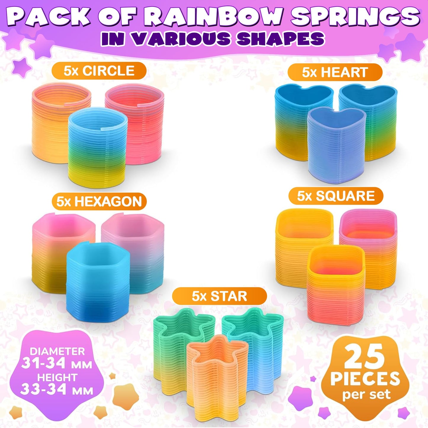DIMROM 25Pcs Spring Rainbow Party Favor - Goodie Bags Stuffers Mini Party Favors Sensory Rainbow Toy Spring - Bulk Small Stress Relief Items