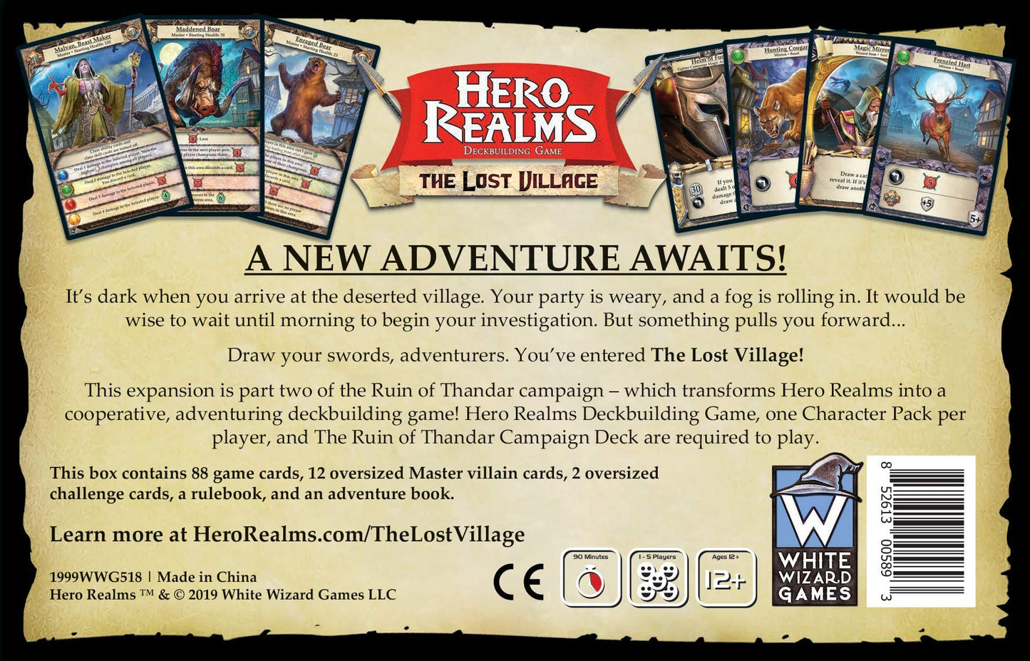 White Wizard Games Hero Realms: The Lost Village Card Game, Model 79283, Paper Material