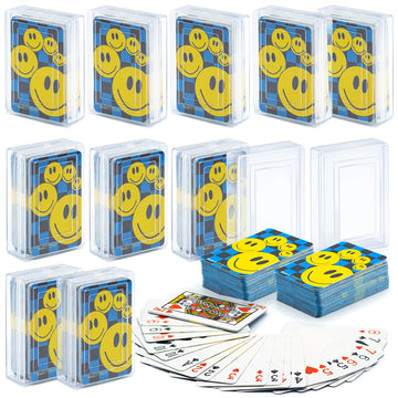 Srenta Mini Playing Cards Bulk - 24 Pack Poker Cards Decks for Kids, Small Deck of Cards with Smiley Faces, Miniature Casino Gam