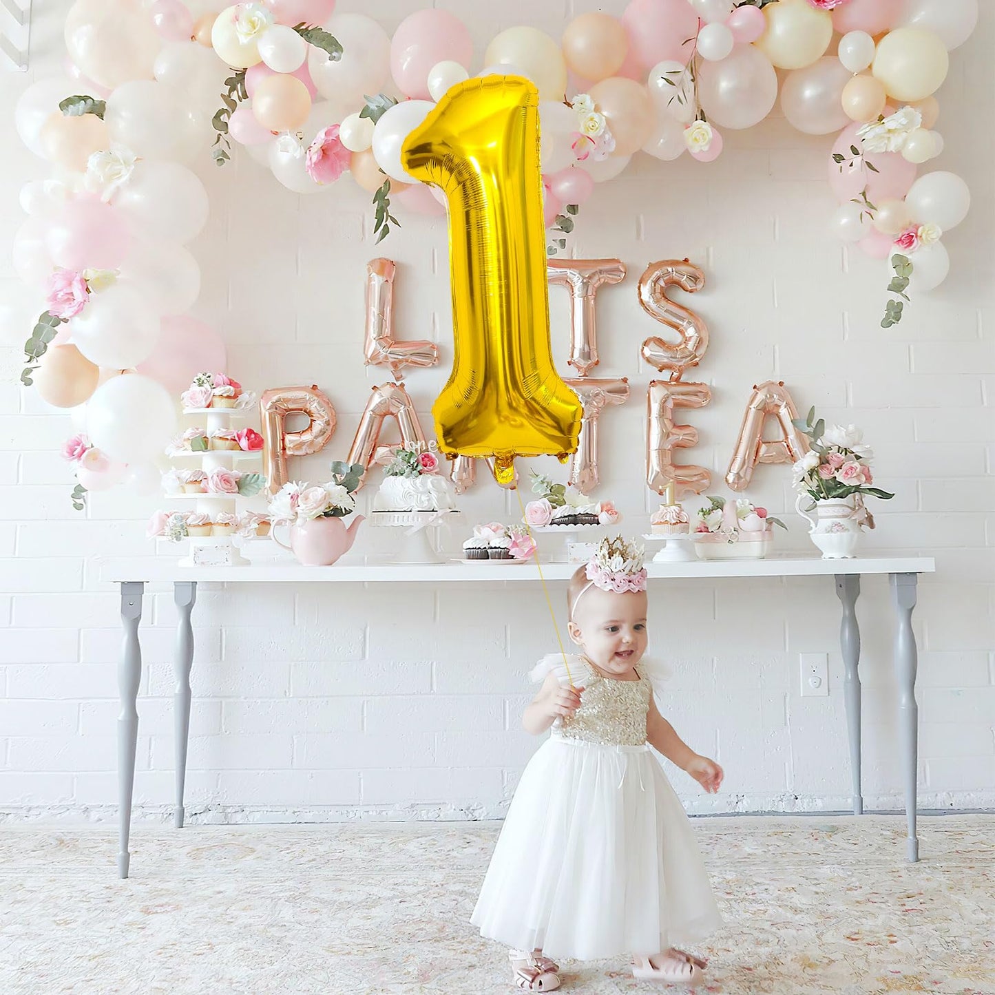 4 Number Balloon Gold 40 Inch Big Foil Mylar 4Th Balloons For 4 Year Old Boy Girl Birthday Party Decorations Wedding Anniversary