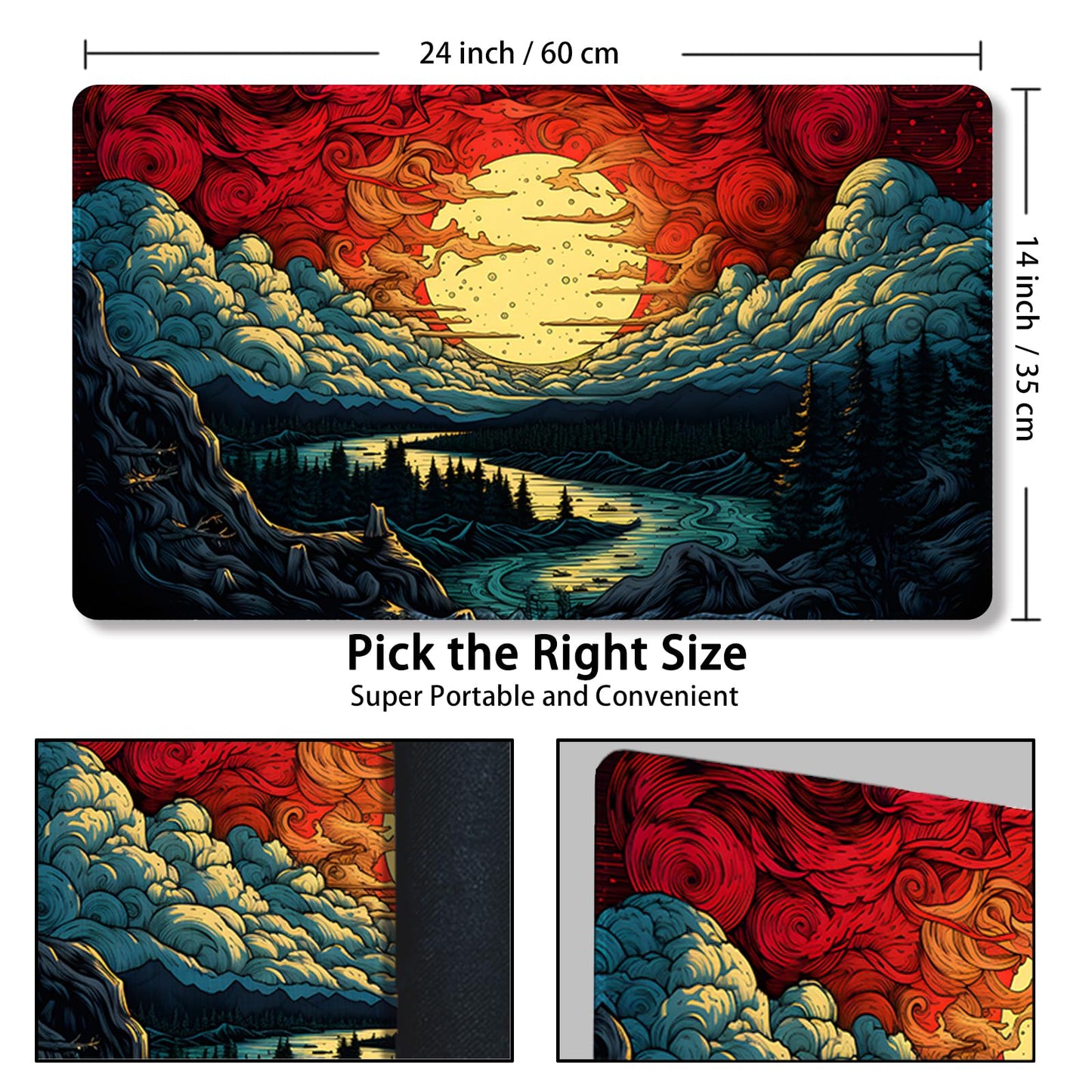 Malqiqi Playmat For Mtg, With Free Storage Bags,Game Mat 24 X 14 Inches, Tcg And Board Game Mat For Cards,Mousepad Desk Mats (Regular,Magic Mat 9)