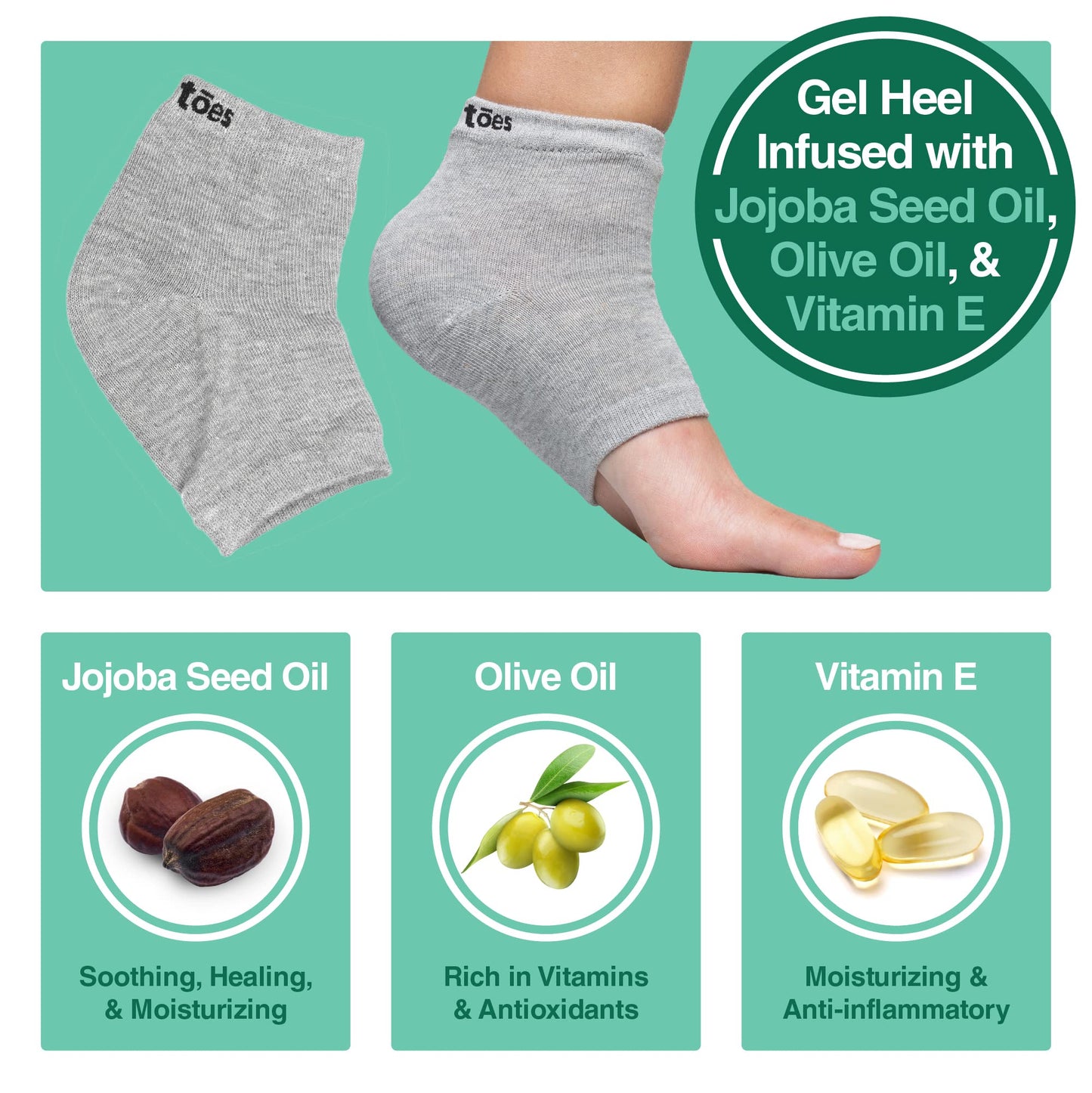 Zentoes Moisturizing Heel Socks 2 Pairs Gel Lined Toeless Spa Socks To Heal And Treat Dry, Cracked Heels While You Sleep (Mens L
