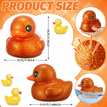 Honoson 6.89 Inch Giant Glitter Rubber Duck Big Glitter Rubber Duck Large Sparkly Duck Bath Toy With Squeaky Sound For Summer Ba