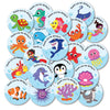 weRevel Paper Underwater Aqua Theme Thank You Party Stickers, 40 Count, 2 Inches, Round, 20 Unique DesignsSelfAdhesive