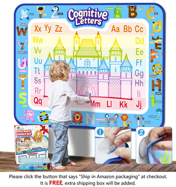 Jasonwell Aqua Water Doodle Mat 40 X 32 Inches Large Magic Drawing Doodling Mat Coloring Mat Educational Toys Christmas Birthday Gifts For Kids Toddler Boys Girls Age 2 3 4 5 6 7 8 Year Old (Alphabet)