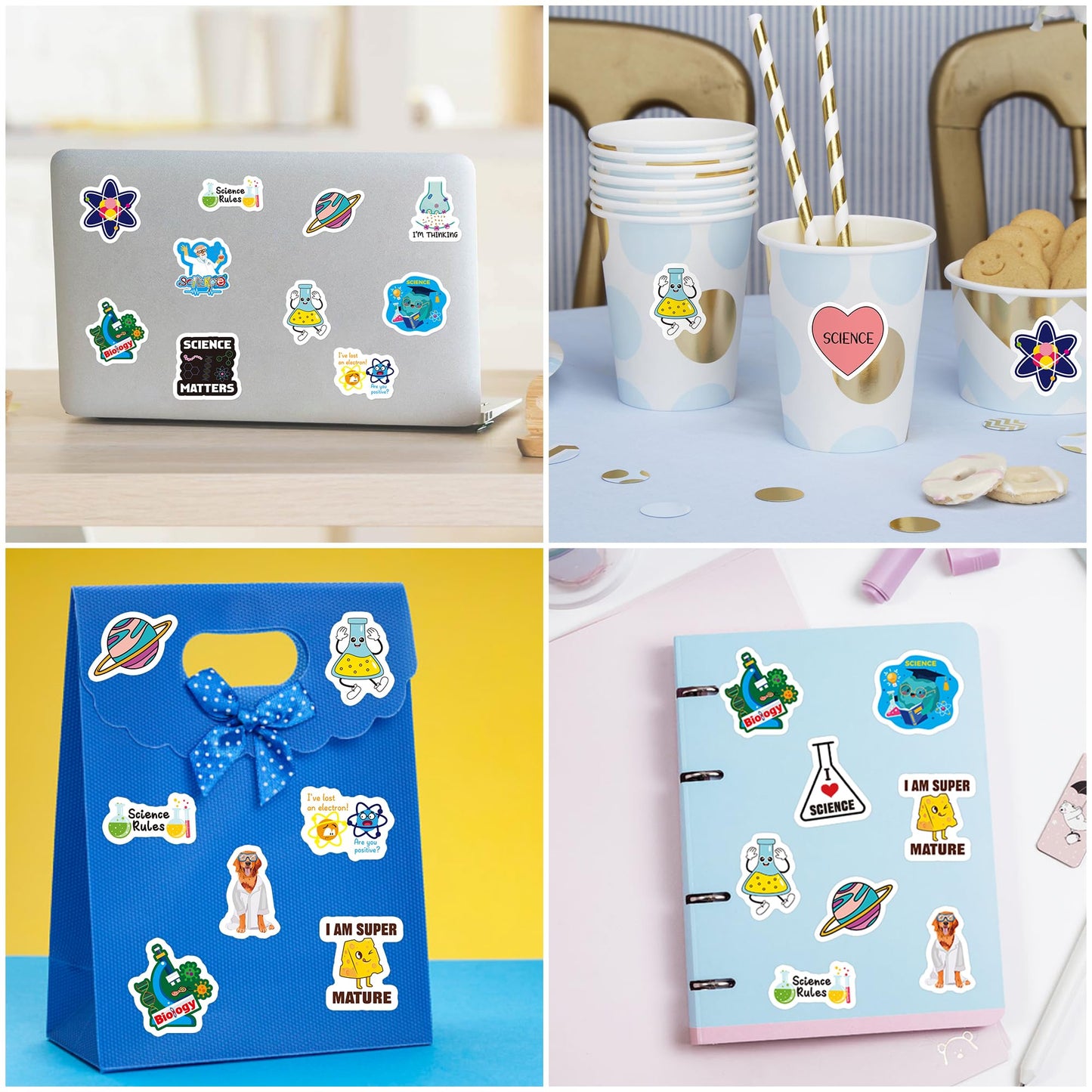 Beyumi Natural Sciences Roll Stickers - 1000Pcs Biology Experiment Stickers In 2 Rolls Waterproof Vinyl Laboratory Decals For Laptop Bottle Notebook Luggage Computer Classroom Decor For Kids Students