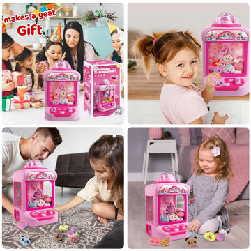 Tingingyuli Claw Machine For Kids,Unicorn Mini Vending Machines Candy Grabber Prize Dispenser Pink Toys For Girls,Electronic Arc