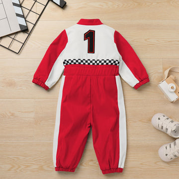 Imekis First Birthday Outfit Boy: Race Car Themed 1St Birthday Outfit Girl One Year Old Cake Smash Outfits Toddler Baby Fall Winter Long Sleeve Jumpsuit Construction Party Photoshoot Red 1 9-12 Months