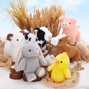 MaoGoLan Stuffed Farm Animal in Bulk Farm Animal Party Favors  6 Pack Plush Toy Bundle for Kids Toddlers Girls Boys Christmas Valentine's Day Easter Birthday Decorations