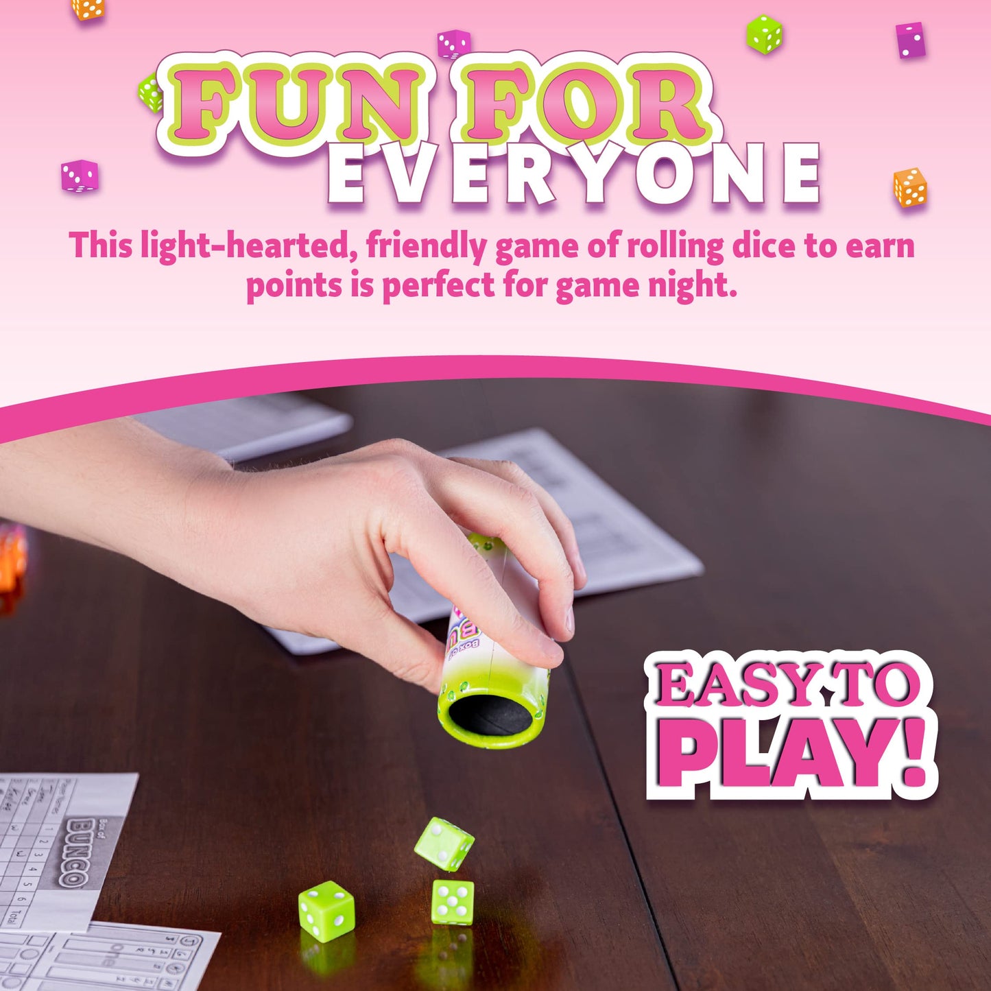 Continuum Games Retro Bunco Game Kit for 2-12 Players, Includes Dice, Bell, & Score Pad, Model CG0399