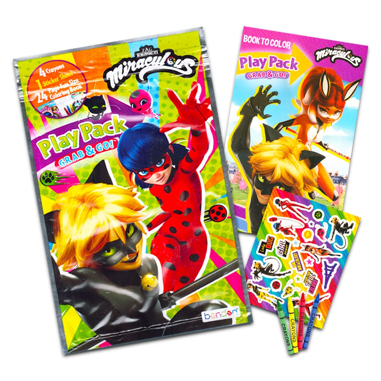 Miraculous Ladybug Party Favors Set Bundle ~ 12 Miraculous Grab n Go Play Packs with Coloring Pages, Stickers and More (Miraculo