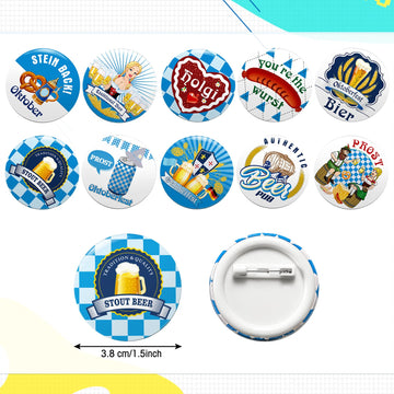 60 Pieces Oktoberfest Decorations Set, Include 30 Oktoberfest Buttons Pins Bavarian Style Badges And 30 Rubber Bracelets For German Theme Oktoberfest Bavarian Beer Festival Party Favors Supplies