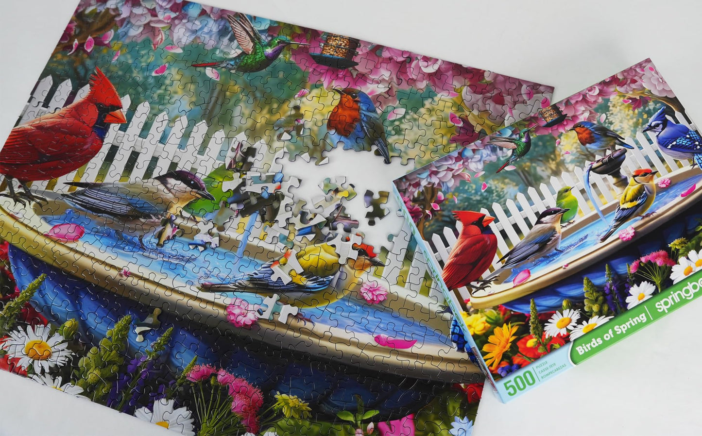 Springbok Birds of Spring 500 Piece Puzzle for mature-themeds - Features North American Wildbirds
