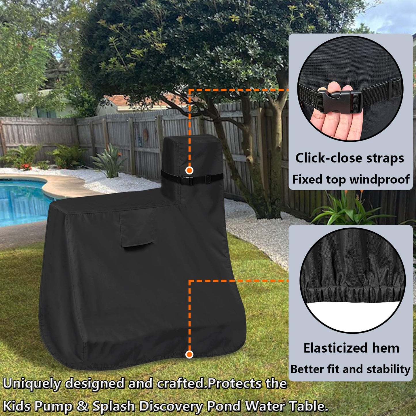Goldenraindrop Kids Water Table Cover For Step2 Pump & Splash Discovery Pond Water Table, Outdoor Uv, Fade-Resistant, Wind And D