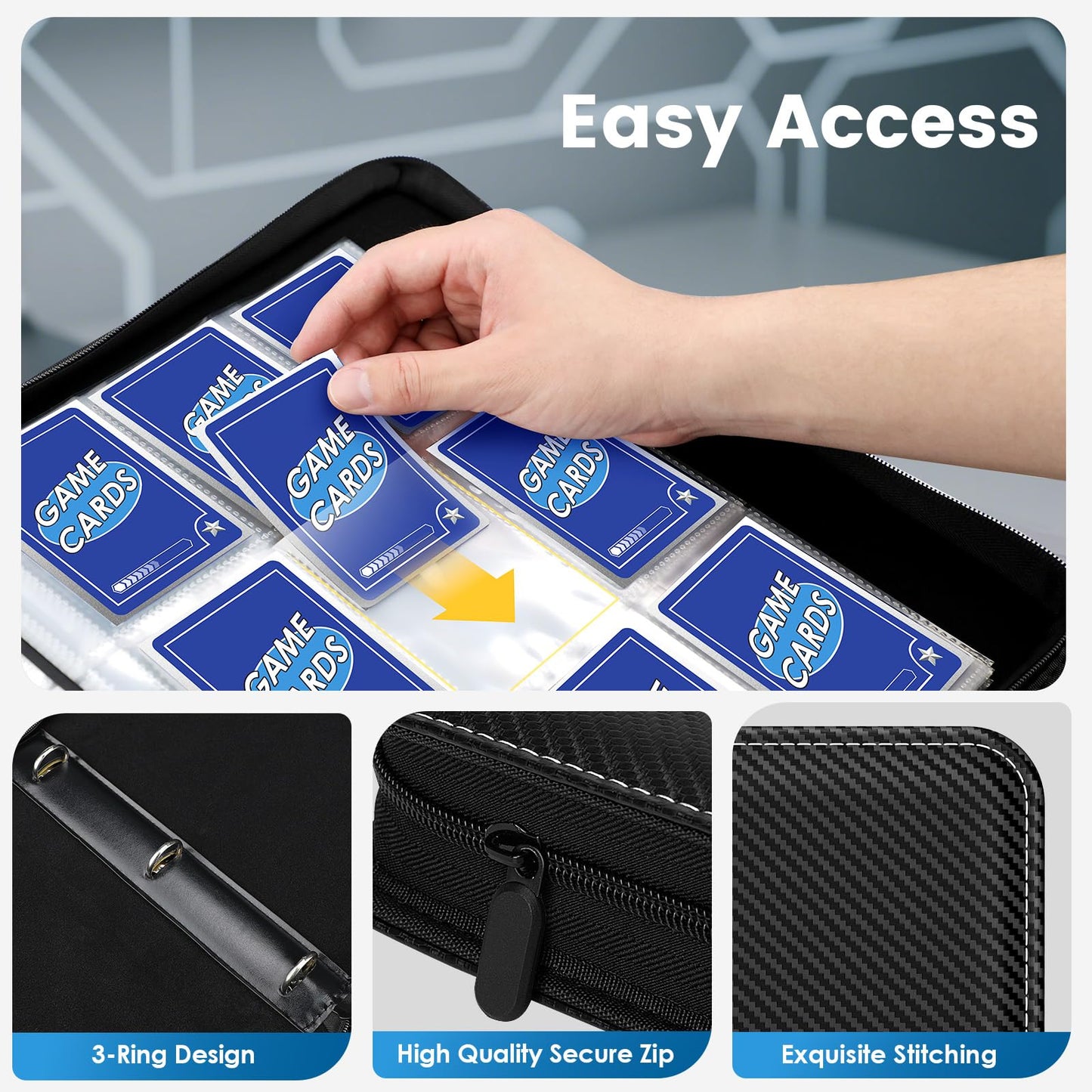 Trading Card Binder with Sleeves  9 Pocket Trading Card Binder enhanced 720 Double Sided Pocket PU Card Collection Binder  Collectible Card Albums Card Folder for Sports Cards  Game Cards