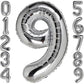 9 Number Balloon Silver 40 Inch Big Foil Mylar 9Th Balloons For 9 Year Old Boy Girl Birthday Party Decorations Wedding Anniversa