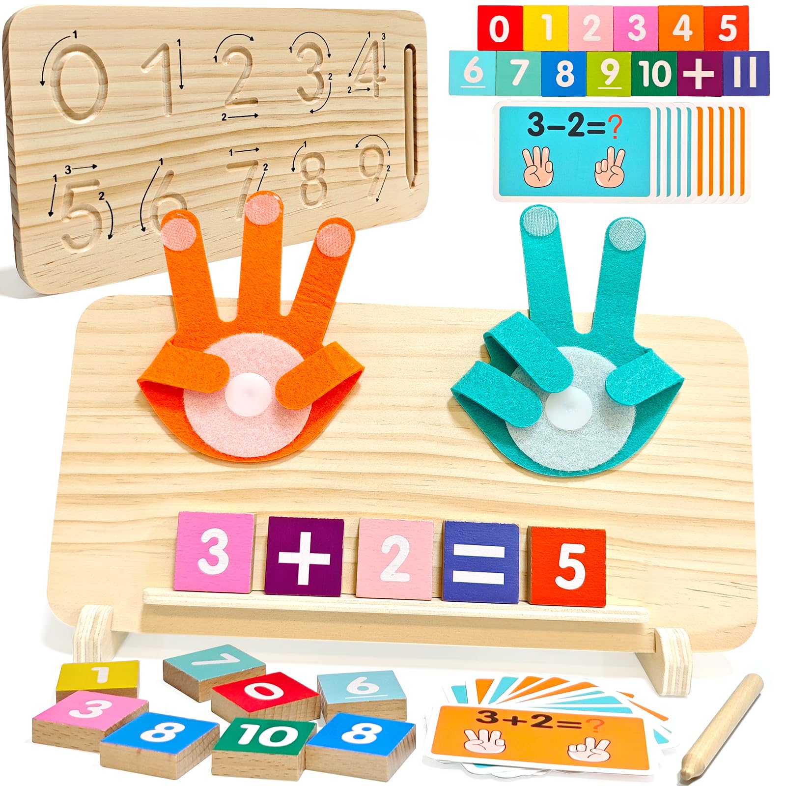 Thothyer Preschool Learning Toys for Toddlers 2-5, 2 in 1 Educational Learning Toys-Math Manipulatives Number Counting Blocks fo