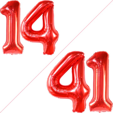 Katchon, Red 14 Balloon Numbers - Giant, 40 Inch | Number 14 Balloons | 14 Birthday Balloons For Boys, 14Th Birthday Decorations For Boys | 14 Number Balloons For 14 Year Old Birthday Decorations