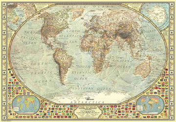 Anatolian 2000 Piece Jigsaw Puzzle - World Map, Model #3935, Brown Cardboard