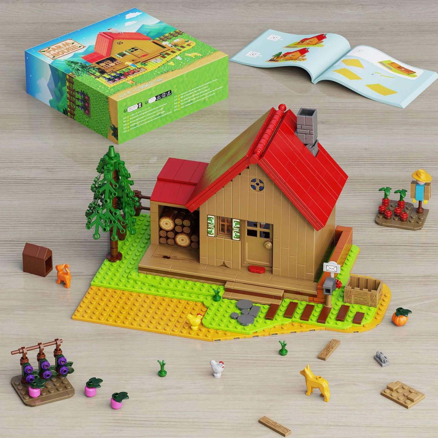 Stardew Farmhouse Building Toy, Video Game Farm Playset Building Set Compatible With Lego, 766 Pieces Diy Farm House Building Ki