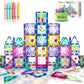 Magnetic Tiles Diy Window Arts And Craft Kit Kids Games Montessori Toys Toddler Kids, Magnet Building Blocks Set For Preschool Learning Classroom Stem Sensory Toys Gift For 3+ Year Old Boys And Girls