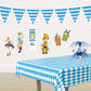 Beistle Plastic Oktoberfest Bavarian Pennant Banner for German Theme Party Supplies, 11 x 12, Blue/White