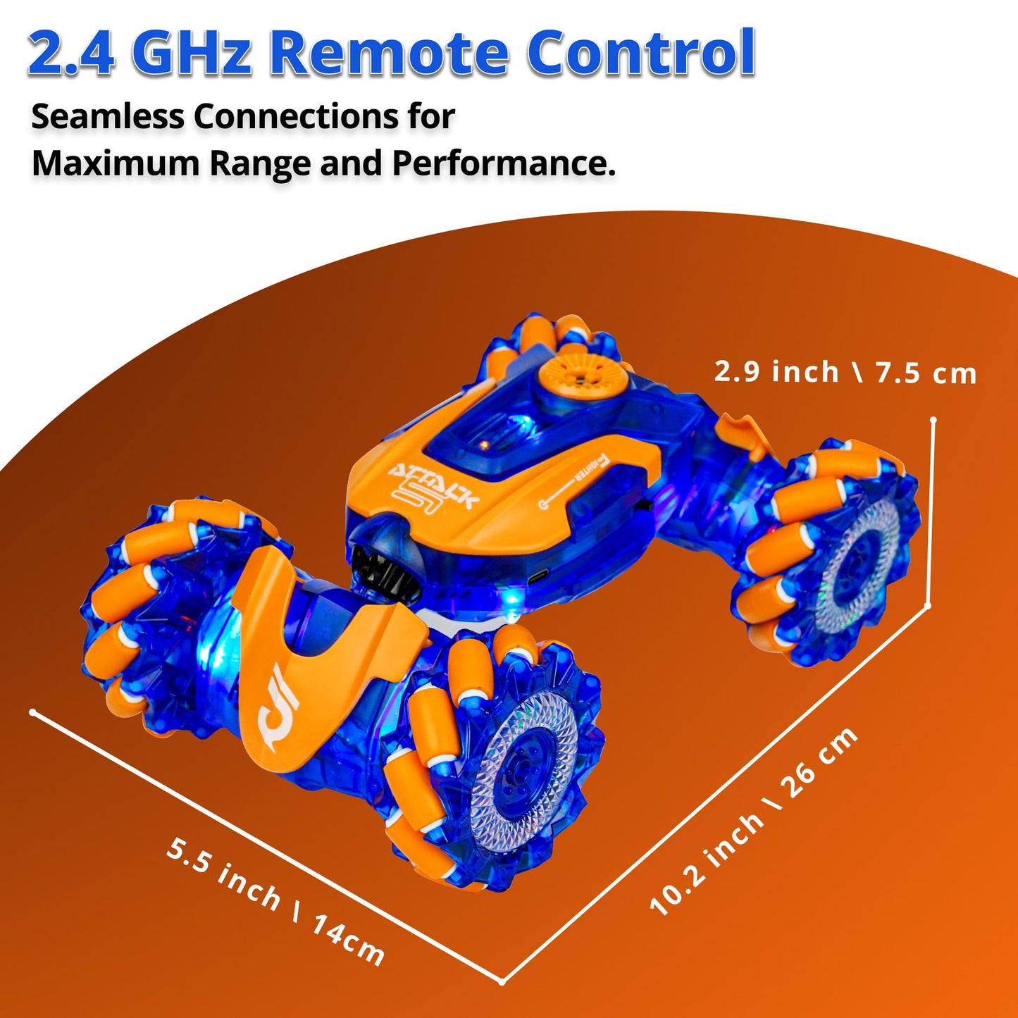 Gesture Sensing RC Stunt Car, Remote Control Car, Rotating Rechargeable Transform Car Toys, with Lights Music Spray, 360 4WD Rem