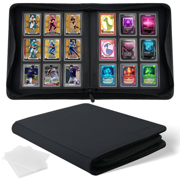 WITHYU Toploader Binder 9 Pocket for 3x4 Rigid Cards  Holds 360 Pockets with 20 Toploaders Included  Trading Card Binder Album for TCG MTG Sports Collection (Black)