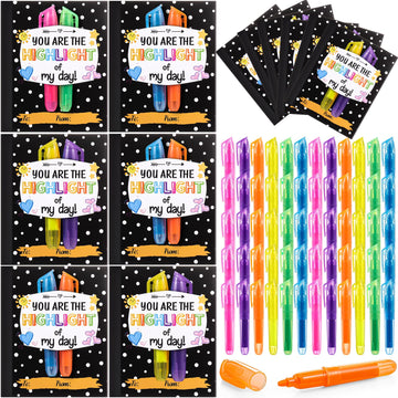Fuyoooo 48 Sets End of Year Students Gift from Teacher Bulk Highlighter with Cards Classroom Exchange Prizes Preschool Kindergar