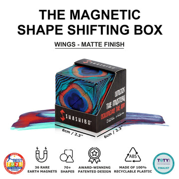Shashibo Shape Shifting Box - Award-Winning, Patented Fidget Cube W/ 36 Rare Earth Magnets - Transforms Into Over 70 Shapes, Download Fun In Motion Toys Mobile App (Original Series - Wings)