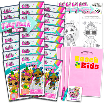 LOL Doll Mini Party Favor Set for Kids - 24 Grab n Go Play Packs with Coloring Pages & Stickers (Birthday Supplies)