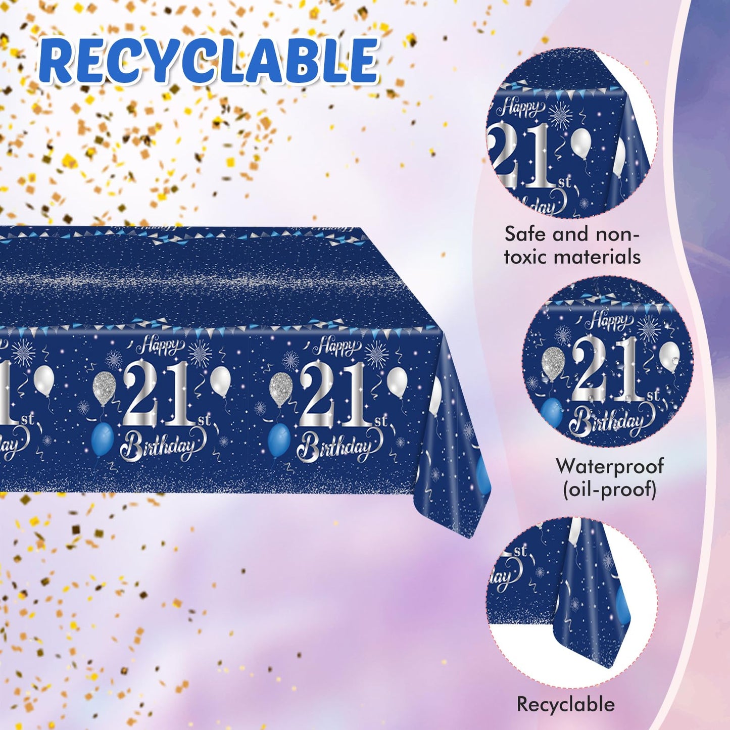21St Birthday Decorations For Him Blue Silver Happy 21St Birthday Decorations For Boys Men Includes Happy 21Th Birthday Napkins